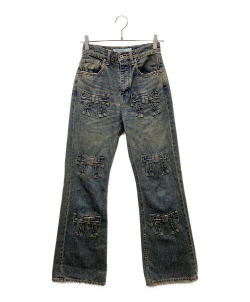 DAIRIKU（ダイリク）DAIRIKU (ダイリク) 25AW リボンヴィンテージ デニムパンツ ブルー サイズ:25の古着・服飾アイテム