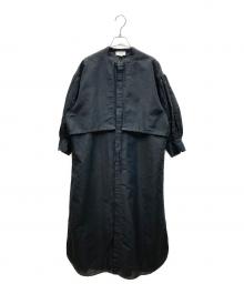 HYKE（ハイク）の古着「C/L BALLOON SLEEVE DRESS コットンリネン バルーンスリーブドレス」｜ブラック
