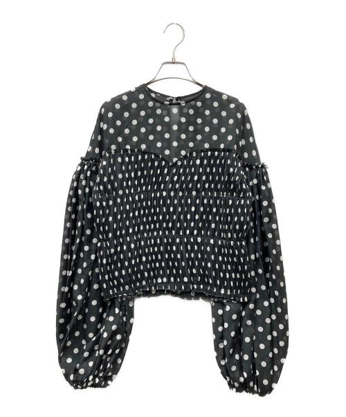 ALORS（アロー）aLORS (アロー) Perle ドットプリーツブラウス ブラック×ホワイト サイズ:Sの古着・服飾アイテム