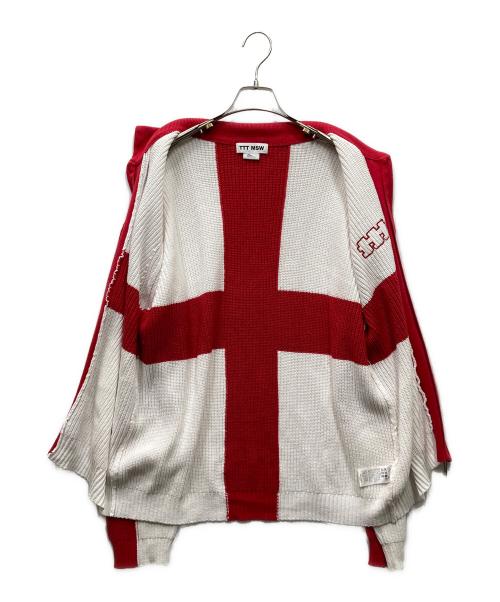 TTT MSW（ティー）TTT MSW (ティー) ドライバーズニット レッド×ホワイト サイズ:Lの古着・服飾アイテム