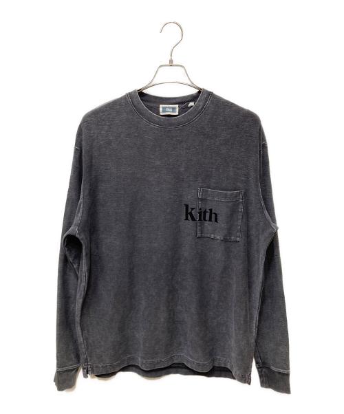 KITH（キス）KITH (キス) Quinn Crystal Washed L/S ウォッシュド加工ロングスリーブカットソー ブラック サイズ:SIZE Sの古着・服飾アイテム