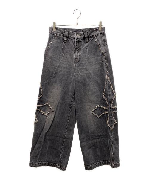 YORK SHIN（ヨークシン）YORK SHIN (ヨークシン) クロスモチーフ デニムパンツ ブラック サイズ:Mの古着・服飾アイテム