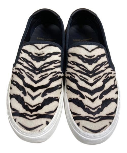 Saint Laurent Paris（サンローランパリ）Saint Laurent Paris (サンローランパリ) VENICE DONNA SLIP-ON ヴェニス スケーター スリッポン ブラック×ホワイト サイズ:35の古着・服飾アイテム