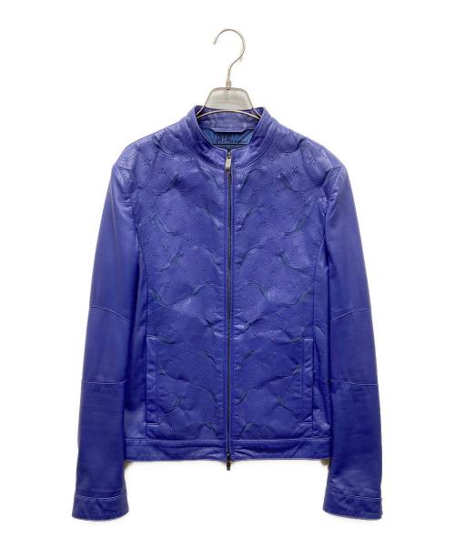 ETRO（エトロ）ETRO (エトロ) 裏地ペイズリー パンチング レザージャケット ネイビー サイズ:XSの古着・服飾アイテム
