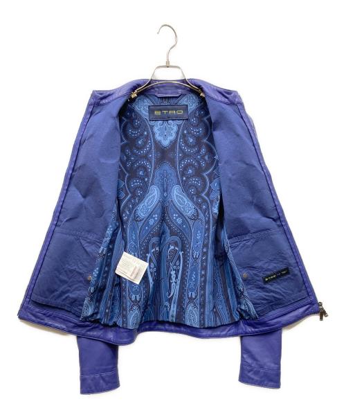 ETRO（エトロ）ETRO (エトロ) 裏地ペイズリー パンチング レザージャケット ネイビー サイズ:XSの古着・服飾アイテム