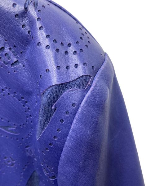 ETRO（エトロ）ETRO (エトロ) 裏地ペイズリー パンチング レザージャケット ネイビー サイズ:XSの古着・服飾アイテム