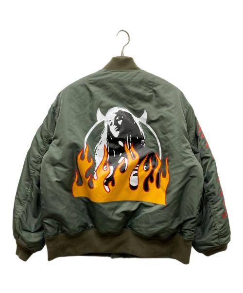Hysteric Glamour（ヒステリックグラマー）Hysteric Glamour (ヒステリックグラマー) DEVILS RACING MA-1 ジャケット オリーブ サイズ:5の古着・服飾アイテム
