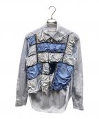 COMME des GARCONS SHIRTコムデギャルソンシャツ）の古着「パッチワーク長袖シャツ」｜ブルー