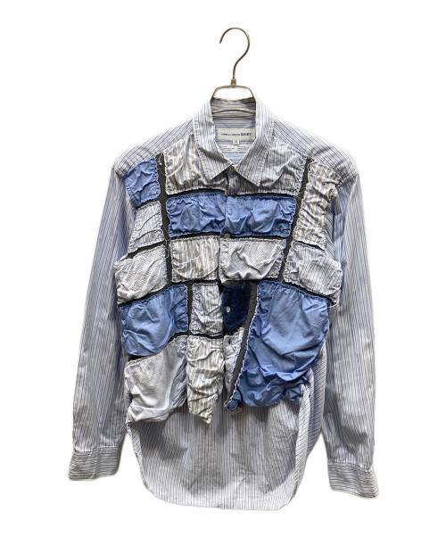 COMME des GARCONS SHIRT（コムデギャルソンシャツ）COMME des GARCONS SHIRT (コムデギャルソンシャツ) パッチワーク長袖シャツ ブルー サイズ:SIZE Mの古着・服飾アイテム