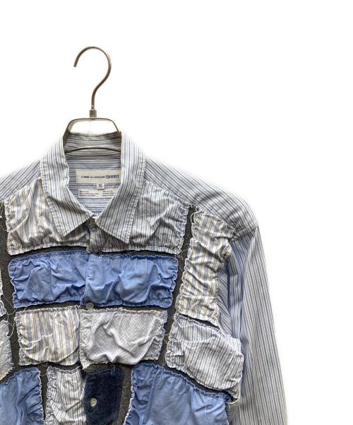 COMME des GARCONS SHIRT（コムデギャルソンシャツ）COMME des GARCONS SHIRT (コムデギャルソンシャツ) パッチワーク長袖シャツ ブルー サイズ:SIZE Mの古着・服飾アイテム