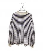 REMI RELIEFレミレリーフ）の古着「ボーダーカットソー」｜アイボリー×ネイビー