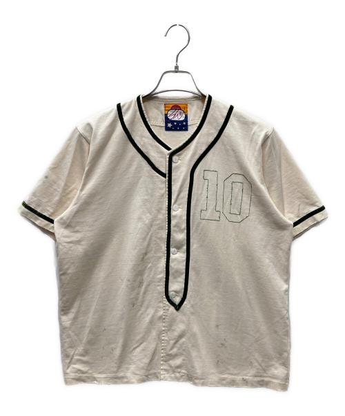 SWJP（エスダブリュージェーピー）SWJP (エスダブリュージェーピー) SAGECREEK Baseball Shirt セージクリークベースボールシャツ アイボリー×グリーン サイズ:Mの古着・服飾アイテム
