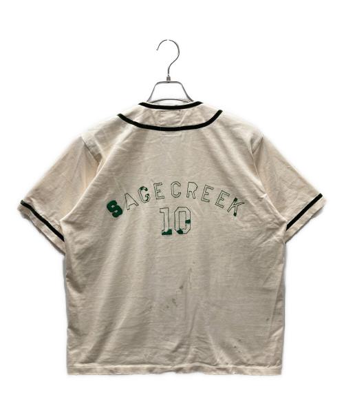 SWJP（エスダブリュージェーピー）SWJP (エスダブリュージェーピー) SAGECREEK Baseball Shirt セージクリークベースボールシャツ アイボリー×グリーン サイズ:Mの古着・服飾アイテム