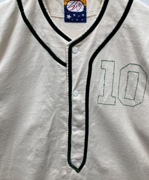 SWJP（エスダブリュージェーピー）SWJP (エスダブリュージェーピー) SAGECREEK Baseball Shirt セージクリークベースボールシャツ アイボリー×グリーン サイズ:Mの古着・服飾アイテム