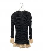 ROTATEロテート）の古着「MNI RUCHED LS DRESS ギャザーL/Sミニドレス」｜ブラック