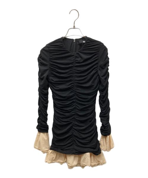 ROTATE（ロテート）ROTATE (ロテート) MNI RUCHED LS DRESS ギャザーL/Sミニドレス ブラック サイズ:XXSの古着・服飾アイテム