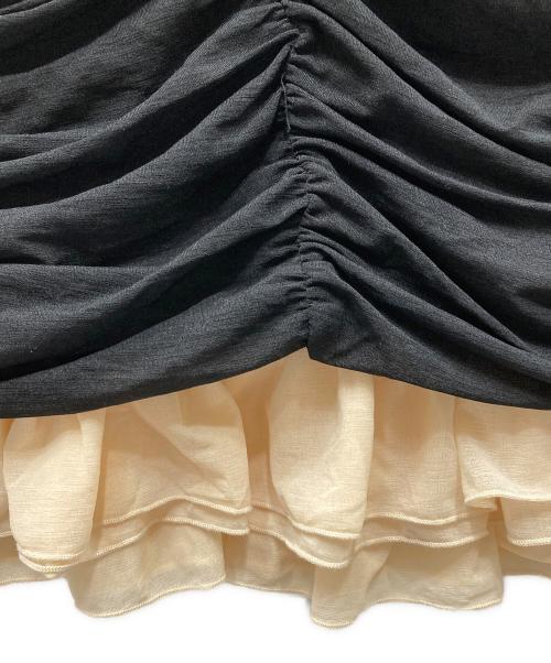 ROTATE（ロテート）ROTATE (ロテート) MNI RUCHED LS DRESS ギャザーL/Sミニドレス ブラック サイズ:XXSの古着・服飾アイテム