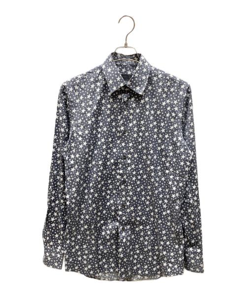 PRADA（プラダ）PRADA (プラダ) スタープリントL/Sシャツ グレー×ホワイト サイズ:SIZE 15/38の古着・服飾アイテム