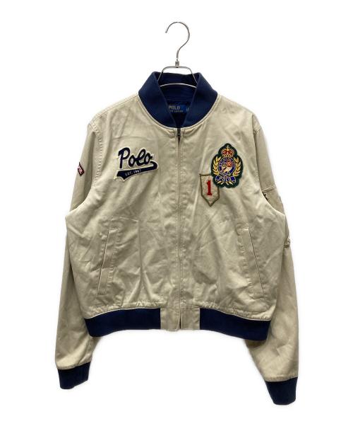 POLO RALPH LAUREN（ポロ・ラルフローレン）POLO RALPH LAUREN (ポロ・ラルフローレン) スタジャン ベージュ×ネイビー サイズ:Lの古着・服飾アイテム