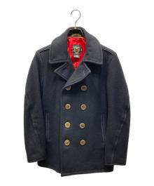Schott（ショット）の古着「PEACOAT LEATHER PIPING ピーコートレザーパイピング」｜ブラック