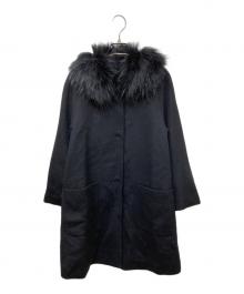 ADORE（アドーア）の古着「ファー付カシミヤウールブレンドコート」｜ブラック
