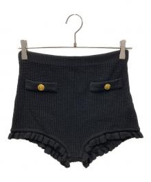 ELISABETTA FRANCHI（エリザベッタフランキ）の古着「金釦 ニットショートパンツ」｜ブラック