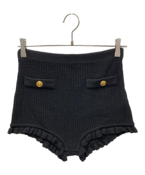 ELISABETTA FRANCHI（エリザベッタフランキ）ELISABETTA FRANCHI (エリザベッタフランキ) 金釦 ニットショートパンツ ブラック サイズ:44の古着・服飾アイテム
