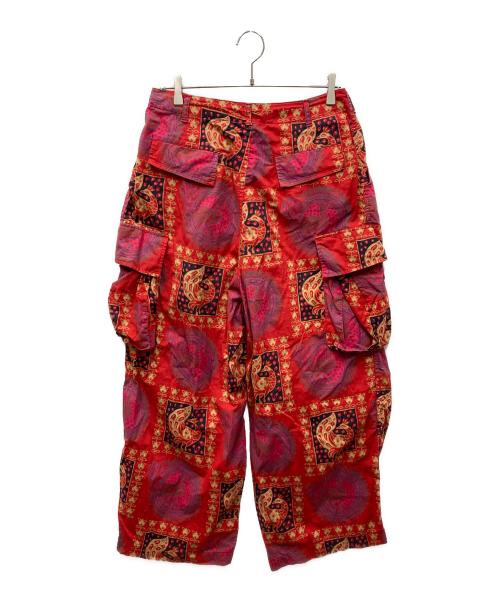 Needles（ニードルズ）Needles (ニードルズ) H.D. Pants - Batik  バティック柄 カーゴパンツ レッド サイズ:Mの古着・服飾アイテム
