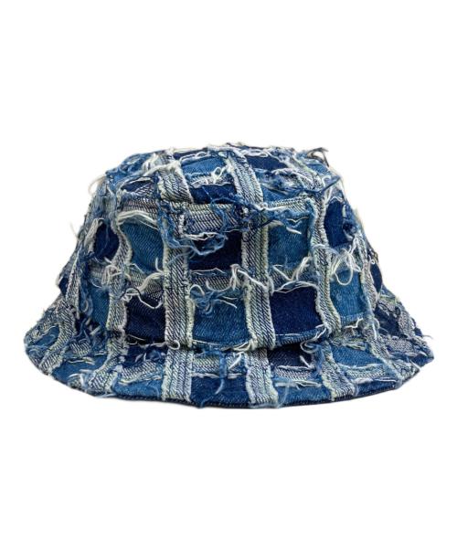 SUPREME（シュプリーム）Supreme (シュプリーム) Frayed Patchwork Denim Crucher デニムバケットハット ブルー サイズ:SMALL MEDIUMの古着・服飾アイテム