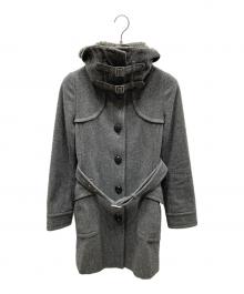 BURBERRY BLUE LABEL（バーバリー ブルー レーベル）の古着「裏地チェック ウールショールカラーコート」｜グレー