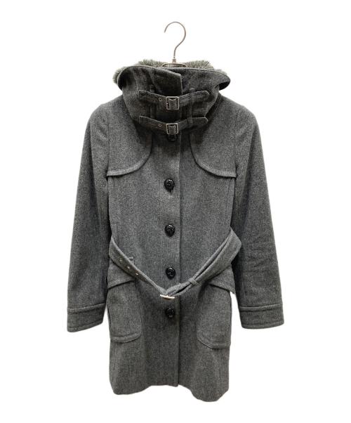 BURBERRY BLUE LABEL（バーバリー ブルー レーベル）BURBERRY BLUE LABEL (バーバリー ブルー レーベル) 裏地チェック ウールショールカラーコート グレー サイズ:SIZE 38の古着・服飾アイテム