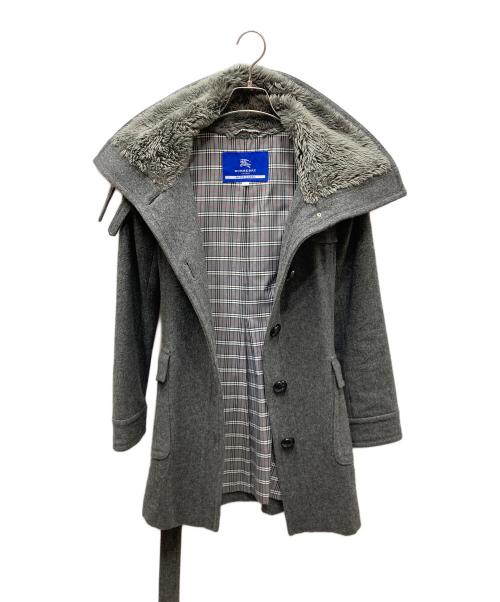 BURBERRY BLUE LABEL（バーバリー ブルー レーベル）BURBERRY BLUE LABEL (バーバリー ブルー レーベル) 裏地チェック ウールショールカラーコート グレー サイズ:SIZE 38の古着・服飾アイテム
