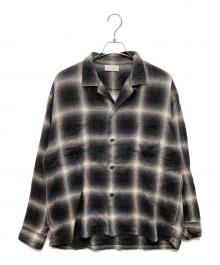 DAYDREAM（デイドリーム）の古着「Ombre Check Open Collar Flannel Shirt Black オンブレ チェックシャツ」｜ブラック×アイボリー
