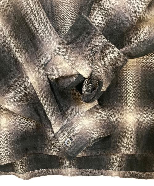 DAYDREAM（デイドリーム）DAYDREAM (デイドリーム) Ombre Check Open Collar Flannel Shirt Black オンブレ チェックシャツ ブラック×アイボリー サイズ:SIZE Lの古着・服飾アイテム
