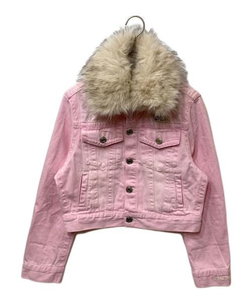 Aape BY A BATHING APE（エーエイプ バイ アベイシングエイプ）AAPE BY A BATHING APE (エーエイプ バイ アベイシングエイプ) ファー付き デニムジャケット ピンク サイズ:SIZE XXSの古着・服飾アイテム