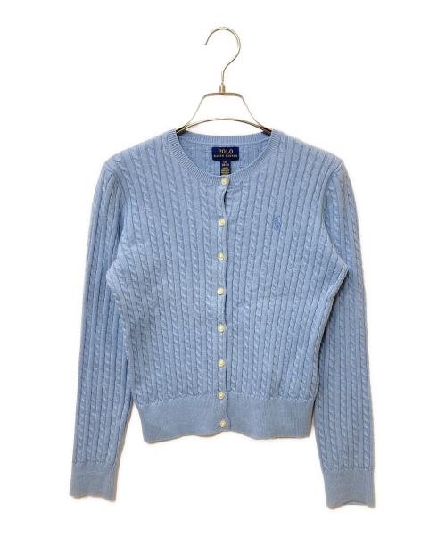 POLO RALPH LAUREN（ポロ・ラルフローレン）POLO RALPH LAUREN (ポロ・ラルフローレン) コットンケーブルニットカーディガン ブルー サイズ:SIZE Lの古着・服飾アイテム