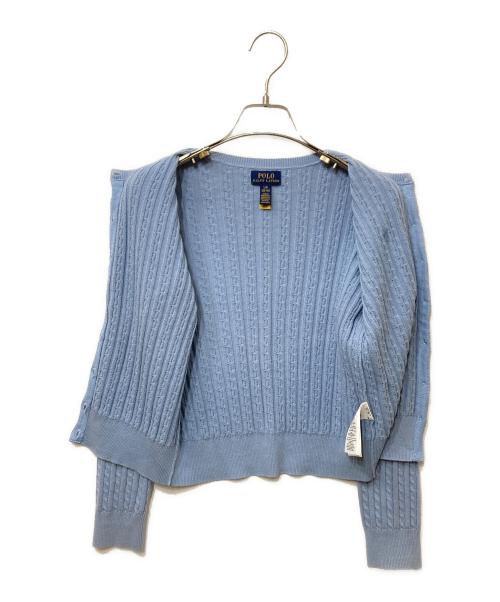POLO RALPH LAUREN（ポロ・ラルフローレン）POLO RALPH LAUREN (ポロ・ラルフローレン) コットンケーブルニットカーディガン ブルー サイズ:SIZE Lの古着・服飾アイテム
