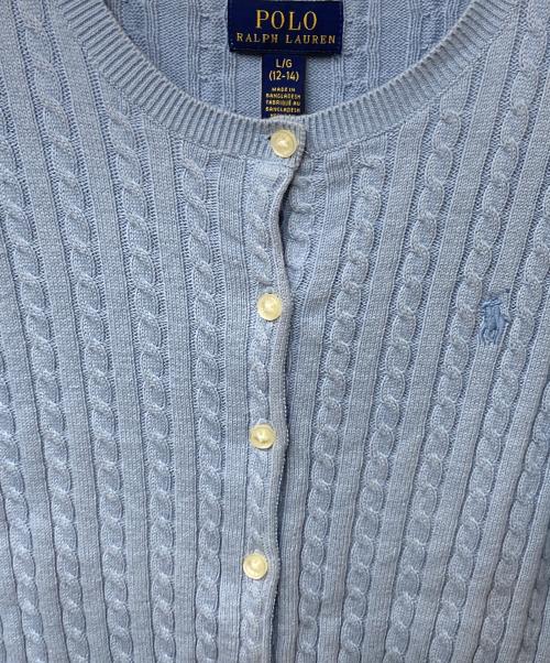 POLO RALPH LAUREN（ポロ・ラルフローレン）POLO RALPH LAUREN (ポロ・ラルフローレン) コットンケーブルニットカーディガン ブルー サイズ:SIZE Lの古着・服飾アイテム