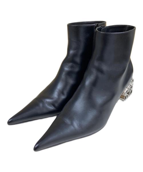 LOEWE（ロエベ）LOEWE (ロエベ) アナグラムヒールブーツ ブラック×シルバー サイズ:SIZE 38の古着・服飾アイテム