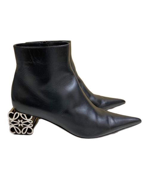 LOEWE（ロエベ）LOEWE (ロエベ) アナグラムヒールブーツ ブラック×シルバー サイズ:SIZE 38の古着・服飾アイテム