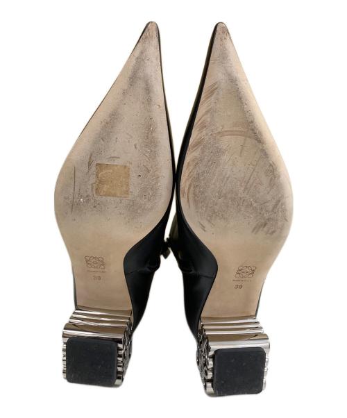 LOEWE（ロエベ）LOEWE (ロエベ) アナグラムヒールブーツ ブラック×シルバー サイズ:SIZE 38の古着・服飾アイテム