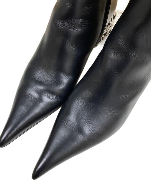 LOEWE（ロエベ）LOEWE (ロエベ) アナグラムヒールブーツ ブラック×シルバー サイズ:SIZE 38の古着・服飾アイテム