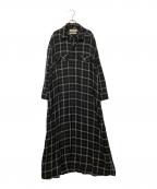 REMI RELIEFレミレリーフ）の古着「CHECK SHIRT DRESS シャツワンピース」｜ブラック×ホワイト