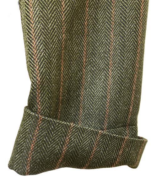 foufou（フーフー）foufou (フーフー) open collar herringbone one piece オープンカラーヘリンボーンワンピース カーキ×オレンジ サイズ:SIZE 0の古着・服飾アイテム