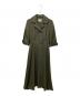 foufou（フーフー）の古着「open collar herringbone one piece オープンカラーヘリンボーンワンピース」｜カーキ×オレンジ