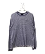 stussyステューシー）の古着「O'Dyed Long-Sleeve Thermal 長袖カットソー」｜ネイビー