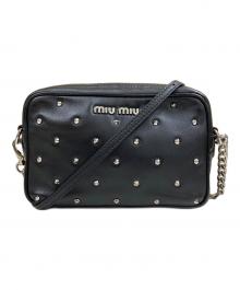 MIU MIU（ミュウミュウ）の古着「スタッズショルダーバッグ」｜ブラック