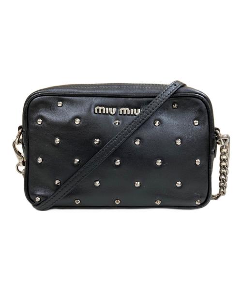 MIU MIU（ミュウミュウ）miu miu (ミュウミュウ) スタッズショルダーバッグ ブラックの古着・服飾アイテム