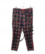 TRIPP NYCトリップニューヨークシティー）の古着「ボンテージチェックパンツ」｜レッド×グリーン