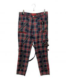 TRIPP NYC（トリップニューヨークシティー）の古着「ボンテージチェックパンツ」｜レッド×グリーン